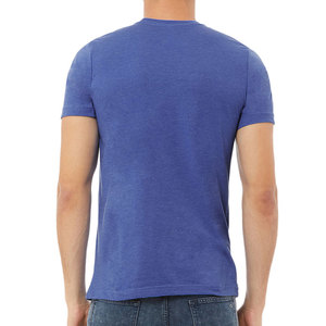 T-shirt en coton 100% bleu uni respirant pour hommes, vente en gros - Product Image 6