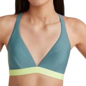 Conjunto de Bikini de 2 Piezas para Mujer, Color Verde Azulado con Ribete en Verde Lima, Braguita de Cintura Alta, Material de Spandex y Nailon, Ajuste Elástico - Product Image 4