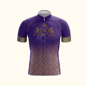 Men's Cycling Jersey Set Purple Gold Logo Print Breathable Polyester <b>Road</b> Bike Kit Adult Custom Design - Product Image 3
