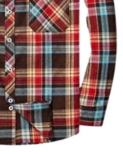 Camisa de Franela a Cuadros para Hombre, Color Rojo Marrón Azul, de Algodón y Poliéster, Manga Larga, con Botones, Informal, Cálida, Suave, para Invierno - Product Image 6