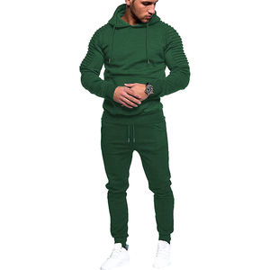 Custom Men Streetwear Solid Cotton Hooded Sweatsuit <b>Distressed</b> Embroidery Patch Cropped Hoodie Sweatpants Set Casual - Product Image 3