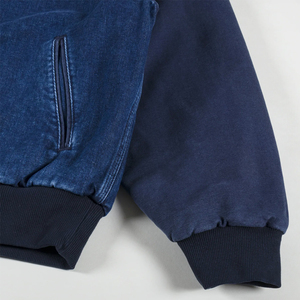 Custom Men <b>Denim</b> Varsity Jacket Zip Up Bomber Fleece Sleeve Streetwear Casual Winter Outdoor Baseball Letterman <b>Coat</b> OEM - Product Image 5