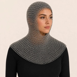 9mm Flat <b>Riveted</b> Stainless Steel Silver Plated Chainmail Shirt Haubergeon Medieval Maille Antique Modern Design - Product Image 4
