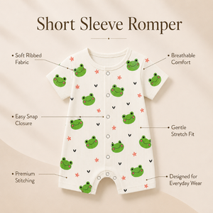Combinaison courte pour bébé en coton interlock 100% unisexe, OEM, mignonne |   Tenue d'été côtelée respirante à boutons-pression pour bébé nouveau-né - Product Image 5