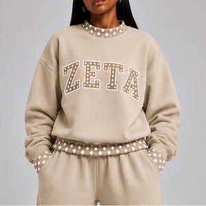 Zeta Premium <b>Mock</b> <b>Neck</b> Sweatshirt Women Men Ladies Unisex Casual Streetwear Polka Dot Gingham Patch - Product Image 5