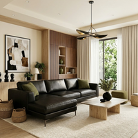 Luxuriöses Echtleder-Ecksofa mit Chaiselongue für Moderne Wohnzimmer, Villen und Heimeinrichtungen