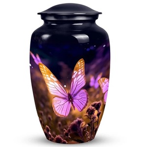 Urna Conmemorativa de Cremación Butterfly Garden para Cenizas de Adultos, Diseño Personalizado y Detalles en Plata, Urna Grande de Aluminio para Cenizas de Hombres y Mujeres - Product Image 3