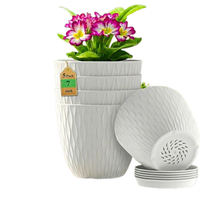 ZARA ENTERPRISES ZE4033 Juego de 12 Macetas de Plástico Resistentes de 12 Pulgadas, Diseño Bonito para Hogar, Jardín y Plantas de Semillero (Blanco) - Product Image 5