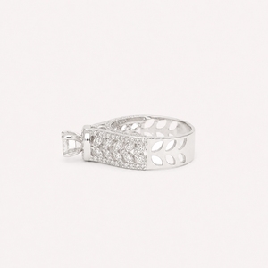 Bague de fiançailles Jaura Jewels en argent sterling 925 avec zircon cubique blanc taille brillant et sertissage pavé, style antique tendance, bijoux fins pour femme - Product Image 3