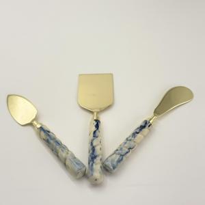 Juego de Cuchillos para Queso de Acero Inoxidable, Cubertería Inteligente para Cocina, con Mango de Resina, Acabado Dorado Pulido, Utensilios de Mesa Duraderos de Metal - Product Image 3