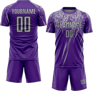 Conjunto de Camiseta y Pantalones Cortos de Fútbol Personalizados, Impresión Sublimada, Poliéster que Absorbe la Humedad, Unisex, para Adultos, Kit de Entrenamiento de Equipo, Suministro de Fábrica OEM - Product Image 5