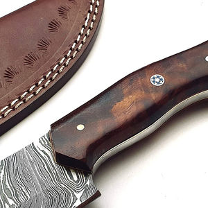 Cuchillo de Caza de Acero de Damasco de Diseño Superior, Alta Calidad con Mango de Madera de Agarre Cómodo, Personalizable OEM - Product Image 5
