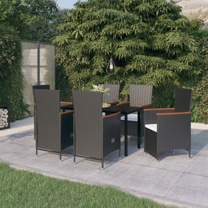 Set da Pranzo da Giardino in Rattan PE Nero per 6 Persone con Braccioli Regolabili, Arredamento da Esterno in Stile Contemporaneo con Telaio in Acciaio - Product Image 3