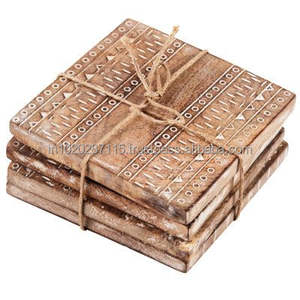 Ensemble de sous-verres en bois pour thé tasses à café verres à manger table de cuisine bureau protection écologique bois naturel - Product Image 1