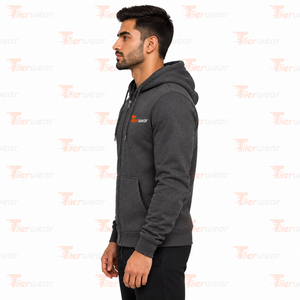 Sudadera con Capucha para Hombre, Color Gris Oscuro, Cierre Completo, Corte Regular, Algodón French Terry, Estilo Casual Urbano, Sudadera con Capucha para Otoño - Product Image 3