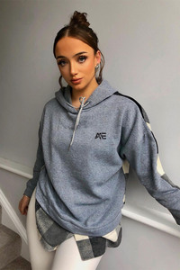 Sweat-shirt à capuche personnalisé pour femme, patchwork à carreaux, coupe oversize, décontracté, streetwear, en molleton, OEM - Product Image 2