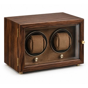 Enrouleur de montres double en noyer, vente en gros |   Boîte de rangement pour montres en bois artisanal - Product Image 1