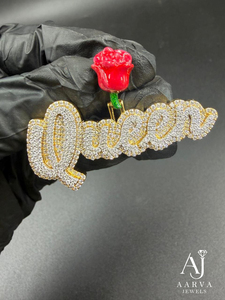 Collar con Colgante de Flor de Moissanita Chapado en Oro Rosa con Perla de Agua Dulce, Joyería Hip Hop Personalizada con Nombre para Mujeres y Hombres - Product Image 6