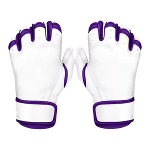 Gants de baseball blancs et violets à doigts fendus, en PU, avec fermeture auto-agrippante, unisexes, toutes saisons - Product Image 1