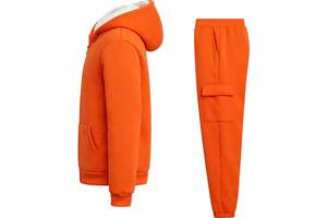 Ensemble de survêtement en polaire de haute qualité, sweat-shirt à capuche zippé et pantalon cargo, survêtement décontracté d'hiver - Product Image 3