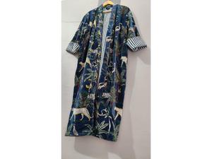 Luxury Printed Knitted Velvet Cotton Thick Long Autumn Winter <b>Kimono</b> Robe <b>Jackets</b> Bridesmaid Bathrobe Women Dressing Gown Blue - Product Image 2