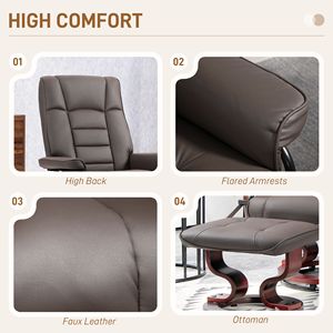 Poltrona Reclinabile Elettrica con Base Girevole, Schienale Alto Regolabile in Ecopelle Marrone, Arredamento per Soggiorno - Product Image 6