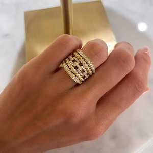 Anillo de Cuerda con Diamantes Cultivados en Laboratorio de 1.60ctw, en Oro Sólido de 14K/18K, con Múltiples Hileras y Banda Trenzada, Precio de Fábrica al por Mayor B2B - Product Image 6