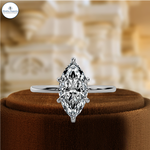 Anillo de Diamante Cultivado en Laboratorio con Corte Marquesa de 1 Quilate, Anillo de Oro de 14K, Anillo de Compromiso Solitario con Certificado lGI, Anillo Vintage, Anillo de Aniversario - Product Image 1