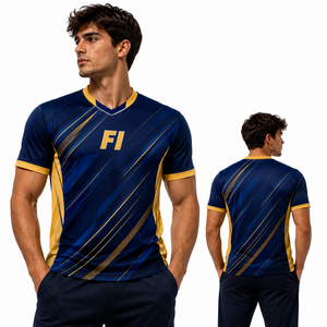 Camiseta Deportiva para Hombre, Cuello en V, Manga Corta, Absorbe la Humedad, Ajuste Atlético, Estampado Sublimado, Ropa Deportiva para Adultos, Camiseta de Fútbol Americano - Product Image 1