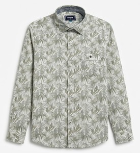 Camisa Casual con Estampado Tropical para Hombre, Manga Larga, Cuello Camisero, Transpirable, para Verano - Product Image 1