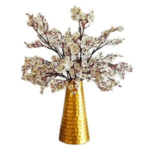 Modern Luxury Metal Gold Flower Vase Vintage Antique Home Decorative Tabletop Round Pattern Christmas Holiday Theme - Product Image 1