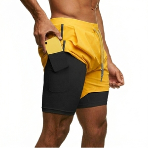 Custom Reflective Logo Jogging Sports Shorts Elastic Waist Plain Dyed Anti Wrinkle Running Gym Shorts With Pockets Liner - Product Image 2