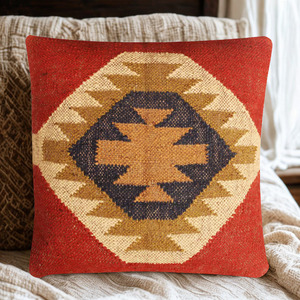 Hand-woven Rustic Elegant Style Wool and Jute Seat and Back Soft Cushion <b>Pad</b> in Multi Color Pattern for Home Hotel Office <b>Chair</b> - Product Image 4