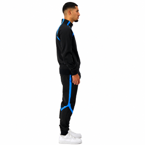 Conjunto Deportivo para Hombre, Sudadera y Pantalones con Cierre de Cremallera Completa, Rayas Azules y Negras, Ropa Deportiva para Otoño - Product Image 5