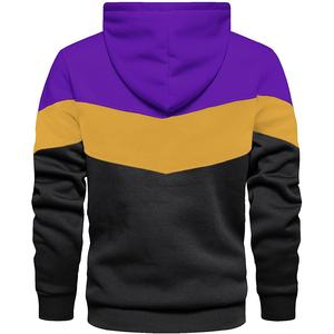 Sweat à capuche unisexe en molleton de coton à manches longues pour hommes Sweat-shirt décontracté avec poche en blocs de couleurs Vente en gros pour la saison d'hiver - Product Image 3