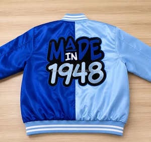 Veste de sport bicolore pour homme, bleu clair, logo ZA brodé, fermeture éclair sur le devant, style preppy, coupe classique - Product Image 4