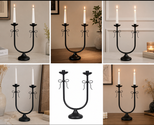 Modern Double Arm Metal Taper Candle Holder Decorative <b>Black</b> <b>Candlestick</b> Stand for Dining Table Home Decor & Wedding - Product Image 6