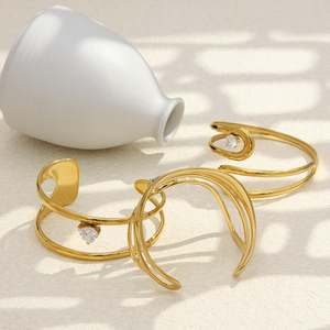Dreamshow Multilayer 2026 Koleksi Baru <span class=keywords><strong>Gelang</strong></span> & Cincin Fashion Berlapis Emas 18k Set Perhiasan Baja Tahan Karat - Product Image 5