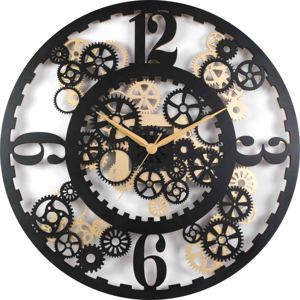 MDF wall <b>clock</b> 60cm 3D oversized gear shape skeleton timepiece with metallic finish for luxury home office décor - Product Image 1