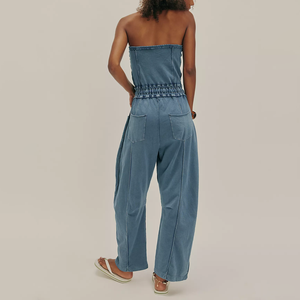 Fashion Summer Strapless Sleeveless Jumpsuits Straight Wide Leg Pants Overalls <b>Women's</b> Printed Summer Loose Jumpsuit - Product Image 2
