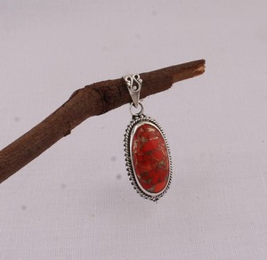 Colgante de Cobre Naranja al por Mayor, Plata Sólida 925, Joyería Artesanal de Diseñador, Colgante de Gema Compuesta Púrpura, Precio de Fábrica - Product Image 2