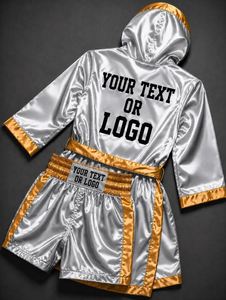 Ensemble de maillot de boxe unisexe personnalisé OEM ODM, coupe ajustée, débardeur et short, logo avant/arrière, 180g, toutes couleurs et tailles, marque privée - Product Image 6