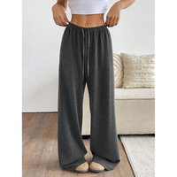 Pantalon évasé taille mi-haute pour femme grande taille, couleur unie, fermeture éclair, coupe droite, longueur intégrale, décontracté, avec bouton, noir, gris
