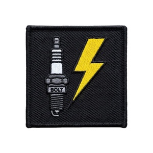Parche bordado termoadhesivo con diseño de chispa de rayo y bujía, insignia de mecánico para ropa de trabajo, uniforme de taller, chaqueta, parche personalizado - Product Image 1
