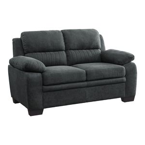 Moderno 1pc grigio scuro divano da soggiorno confortevole sofà da salotto Loveseat tessuto testurizzato Tufting telaio in legno massiccio unico - Product Image 2