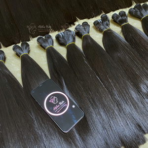 Extensiones de cabello humano alineadas con cutícula cruda recta de hueso de alta calidad virgen sin procesar y peluca Frontal lista para enviar - Product Image 4