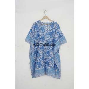 Vestido Kaftán Romántico 100% Algodón para Mujer con Borlas, Cuello en V, Mangas Cortas, Silueta Ajustada, Ligero, Ropa de Playa para Verano - Product Image 1