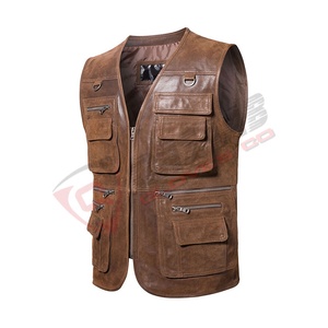 2026 Hot Selling Best-Quality <b>Leather</b> Fashion Motorcycle Waistcoat Motorcycle-Brown PU <b>Leather</b> Vests Motorcycle Waistcoat - Product Image 4