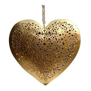 Adorno Navideño Colgante de Aluminio con Diseño Maravilloso en Forma de Corazón, Chapado en Oro, Estilo Moderno, con Santa Claus - Product Image 3