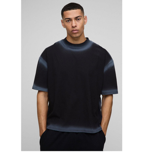T-shirt violet surdimensionné pour homme, manches courtes, col rond, tricoté, couleur unie, coupe décontractée - Product Image 1